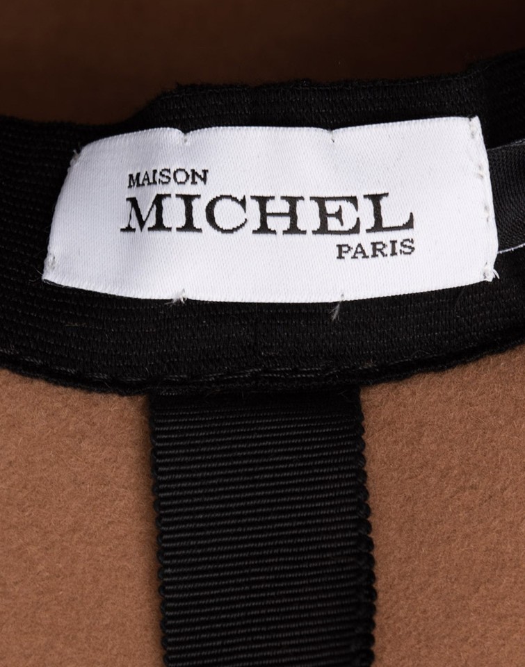 RRP €690 MAISON MICHEL Rabbit Felt Hat Size M HANDMADE Braided Trim ...