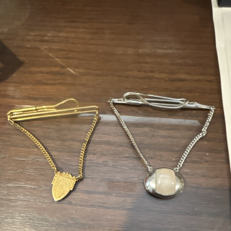 Vintage Gold and Silver Tone Tie Chain Set of 2 Fashion Men's Accessories