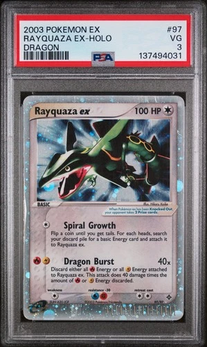 2003 POKEMON EX DRAGON 97 RAYQUAZA EX-HOLO - PSA 3