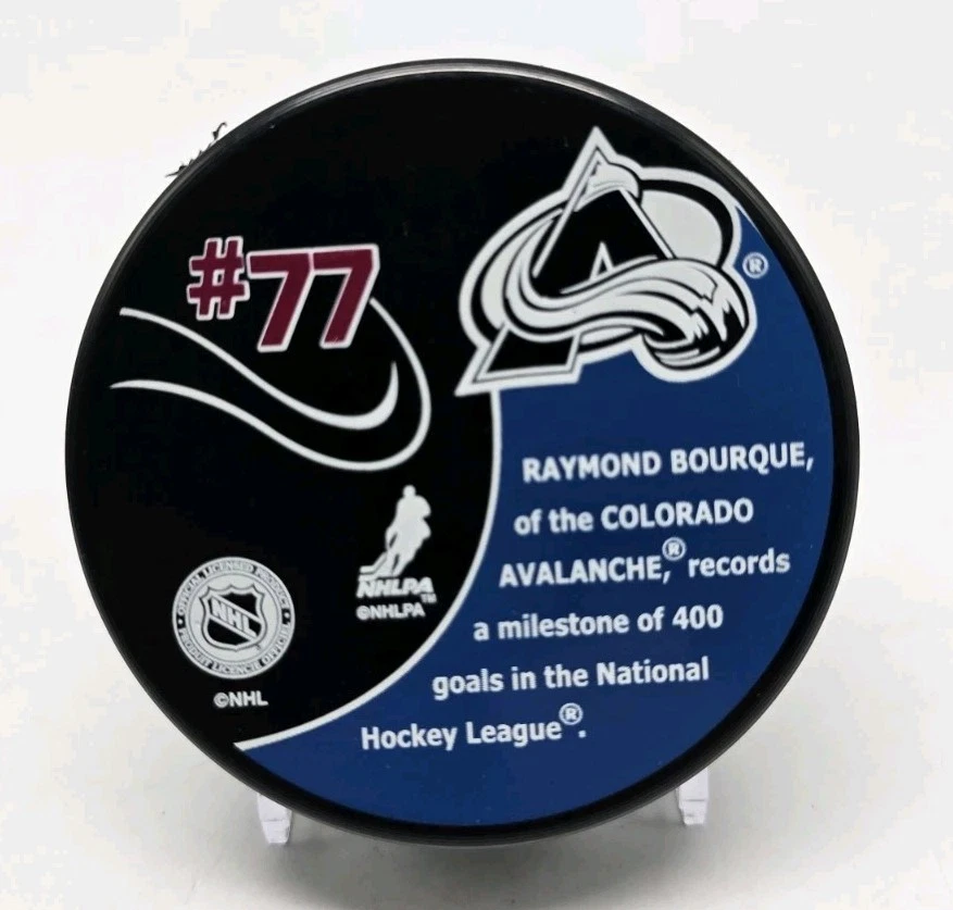 Colorado Avalanche RAY BOURQUE - 400 个进球 - 素食纪念 NHL 曲棍球冰球 — 第 4/4 张图片