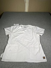 Carhartt Liberty Scrub Top Womens Large White Ripstop Modern Fit Medical Nursing