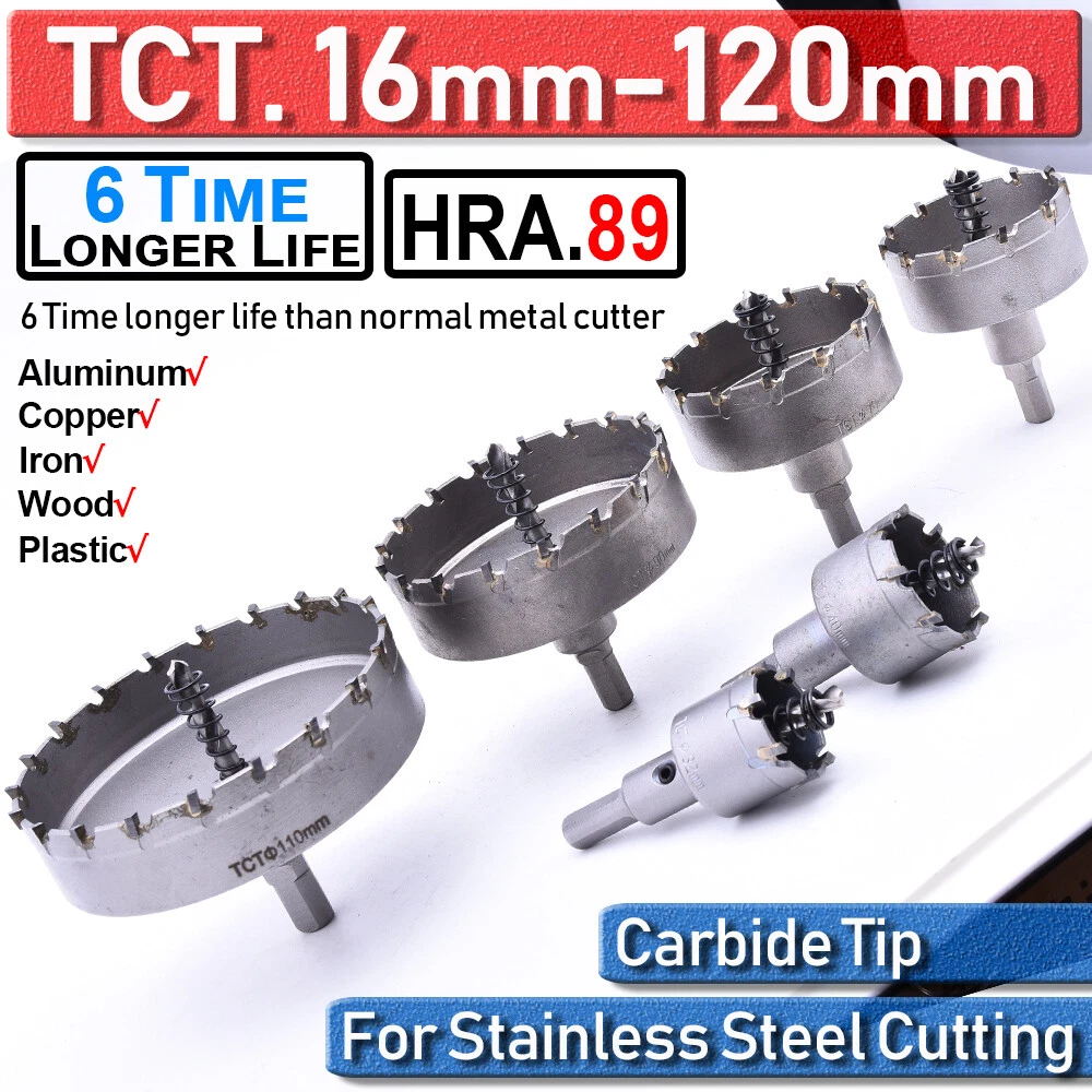 16mm 120mm TCT Carbide Hole Saw Metal Cutter Stainless Steel HSS Wood Alloy Tool