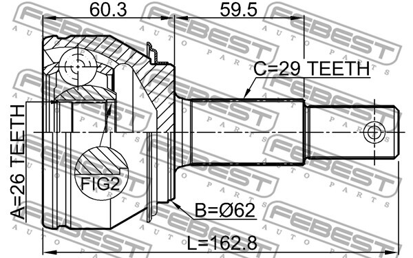 0210-T32R FEBEST Joint Kit, drive shaft for NISSAN,NISSAN (DFAC)