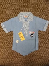 Cool Rockabilly Vtg 50s NEW Blue Loop Collar Poncho Bottom Summer Shirt Boys 3