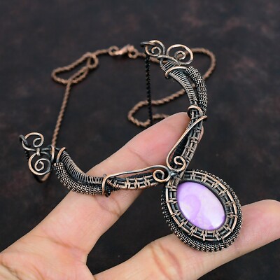 Phosphosiderite Stone Copper Handmade Wire Wrapped Unique Chain Necklace Jewelry