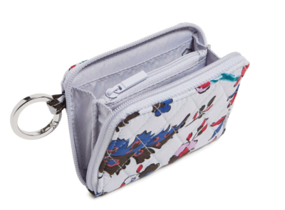 Vera Bradley Vineyard Floral Petite Zip RFID Wallet w Key Ring ID