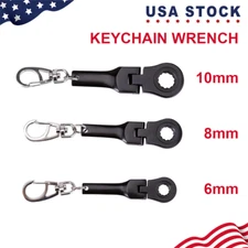 6/8/10mm Ratchet Wrench Flex Head Keychain Key Ring 3Pack Spanner Keychain