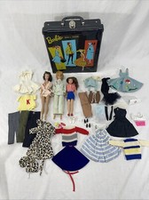 Vintage 1960s Mattel Barbie/Midge/Skipper Doll Lot, Storage Case Clothes