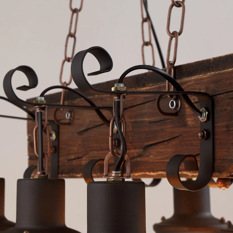 Lámpara de araña de madera de granja isla de cocina lámpara colgante lámpara de techo Foto 3 de 4