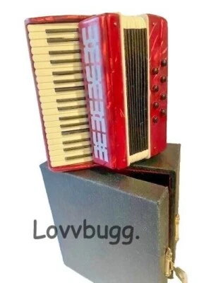 LOVVBUGG Red Accordion w/ Case German Doll Accessory for American Girl FREESHIP ADD-ONS!