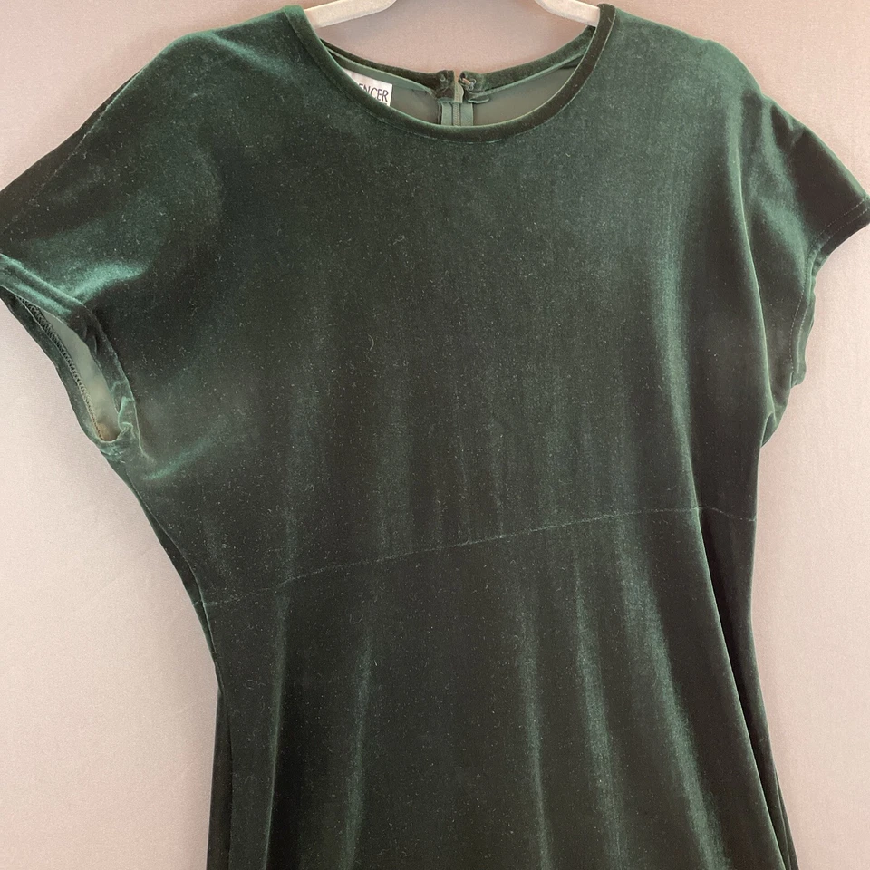 Винтажный K.C. Платье макси Spenser New York эластичное бархатное темно-зеленое размер 14 США - Изображение 3 из 4