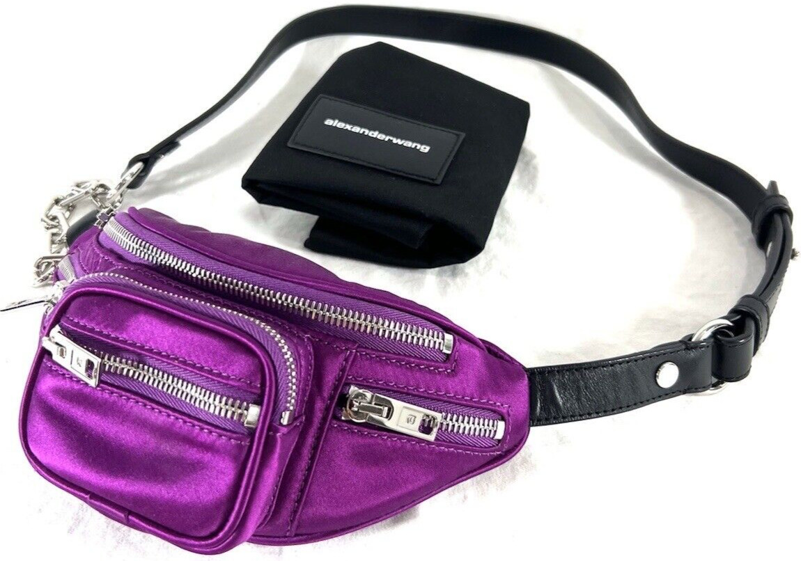 ALEXANDER WANG Purple Satin and Leather Women's Crossbody Bag
