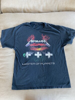 Metallica Master of Puppets Band Tee Graphic Black T Shirt Adult