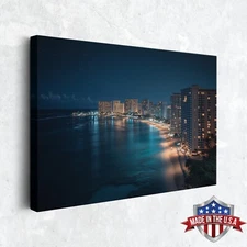 Waikiki After Dusk Wall Art, Canvas Print for Home Decor, Wall Decor Art Poster