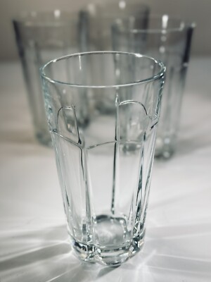 4 NEW PASABAHCE Pera Individual 6  Highball Glasses ~ Heavy Panel & Vertical Cut