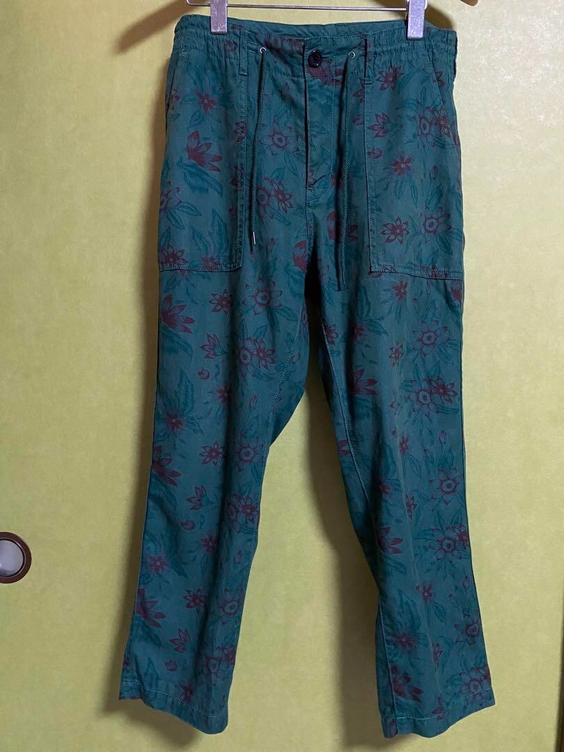 BEAMS HEART Floral Pants Straight Casual Cotton Linen Pockets Men Size S Used