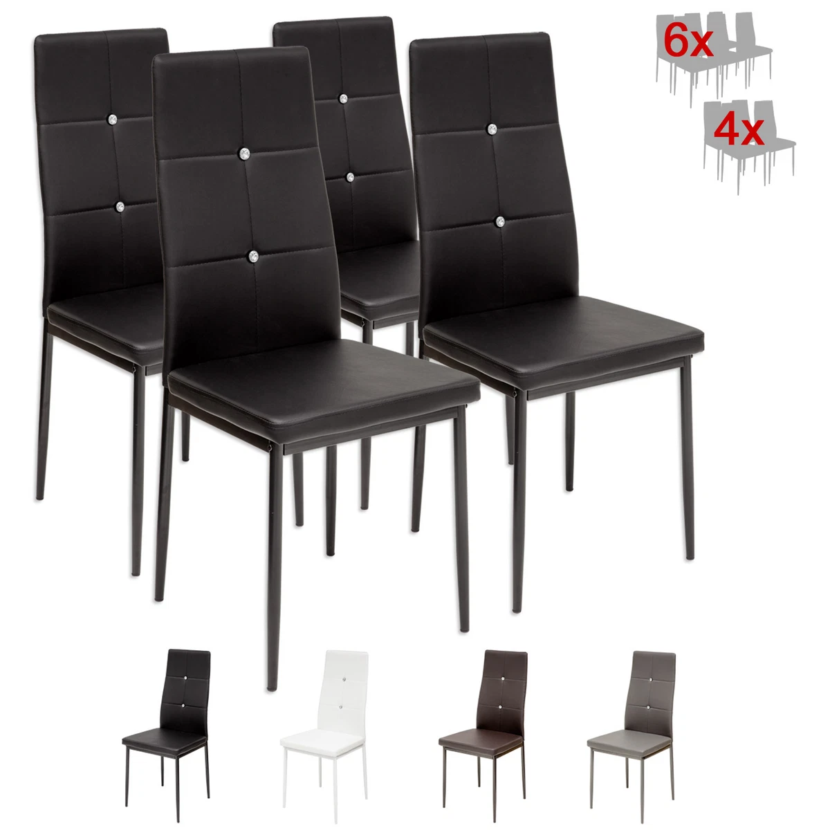 Esszimmerstühle SET 4/6 Stk Farbe und Stückzahl wählbar Kunstleder DIAMOND