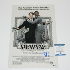 DAN AYKROYD SIGNED 'TRADING PLACES' 12X18 MOVIE POSTER PHOTO w/ BECKETT COA 