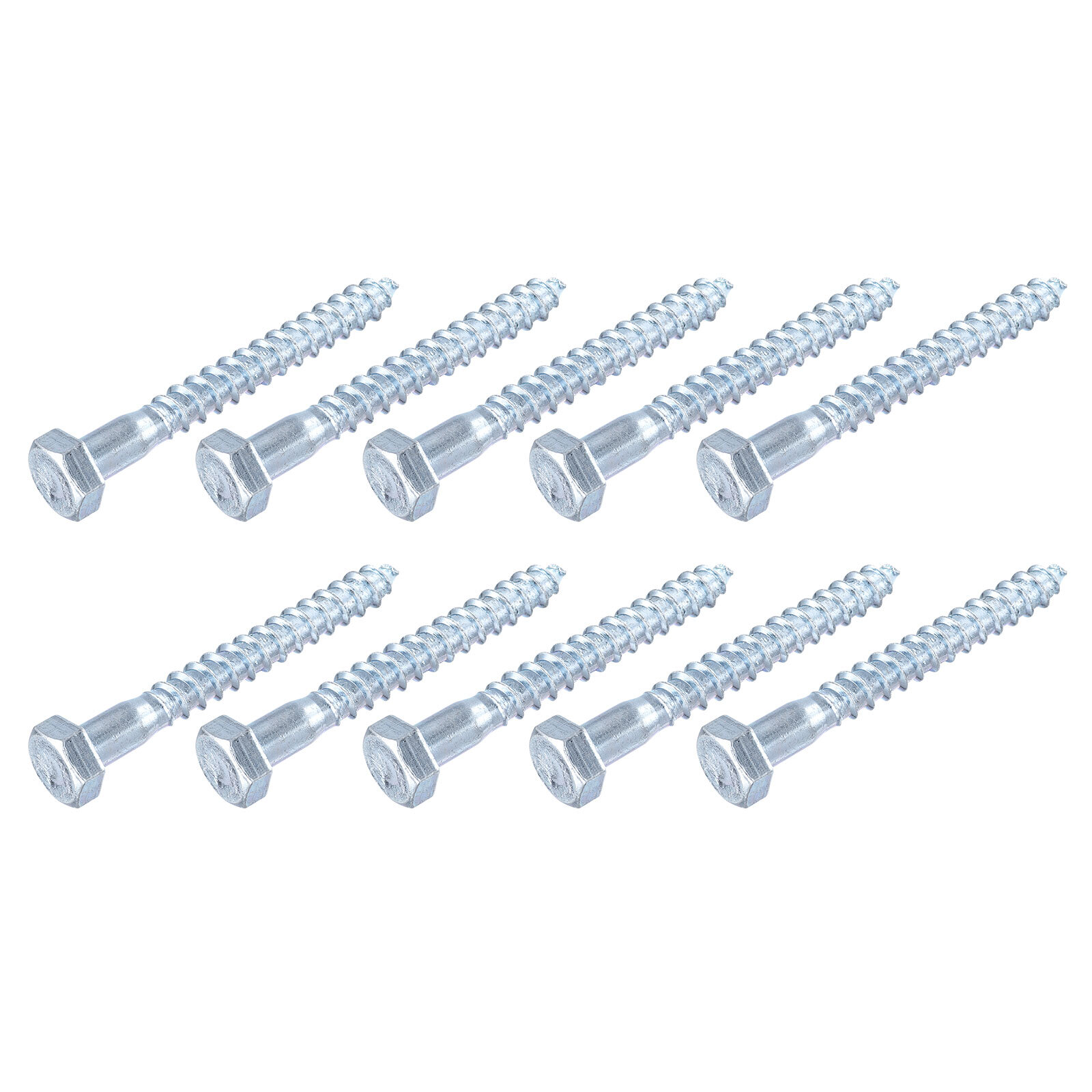 M12x100mm Hex Lag Screws 10Pcs Carbon Steel Self-Tapping Wood Bolts