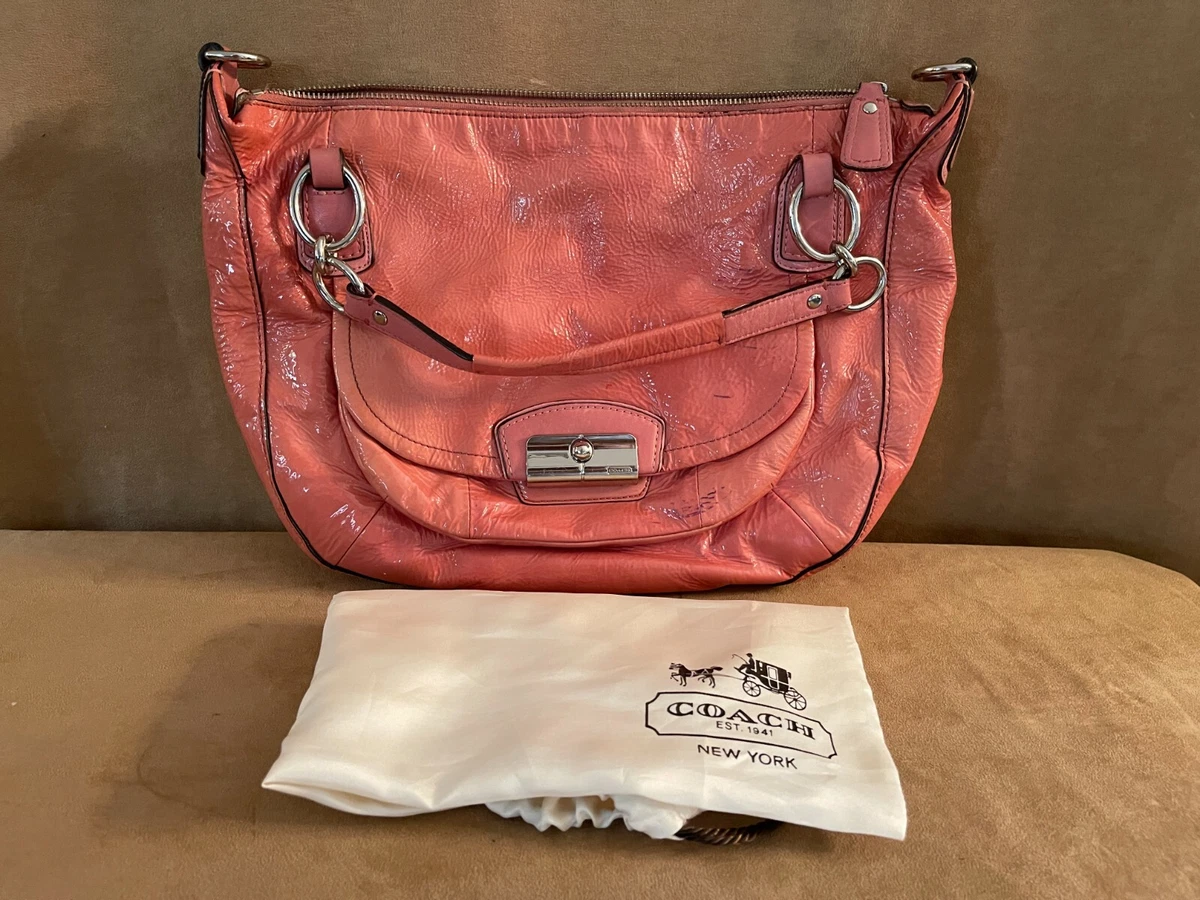 Pink patent leather coach purse hot sale