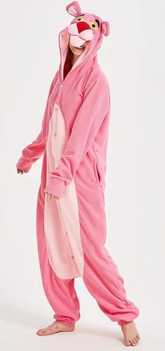 Women's Overalls Pyjamas Animal Pyjamas Unisex Overalls Hooded Pink Panther - Picture 8 of 15