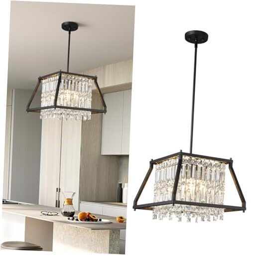 Dining Room Light Fixture 15.74 inch Trapezoid 15.74Inches-Trapezoid Black