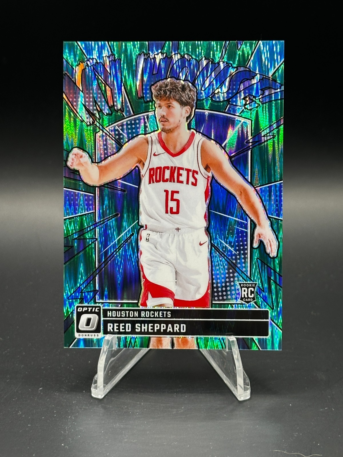 Reed Sheppard 2024 Donruss Optic My House #18 Green Shock /149 RC Rockets