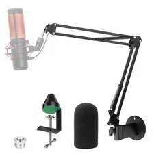 Wall Mount QuadCast Boom Arm Stand with Mic Windscreen and Table Mount Clamp,...