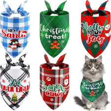5 Pcs Christmas Dog Bandanas Funny Plaid Dog Triangle Scarf Bibs with Sayings Re