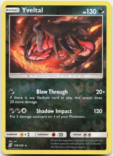 Yveltal 139/236 Rare Unified Minds Pokemon Reverse Holo Lightly Played