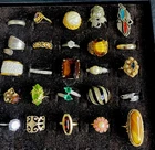 VTG Lot 25 Costume Jewelry Rings Gold Silver Gems 1-925 2-Sarah COV  1-Avon ESPO