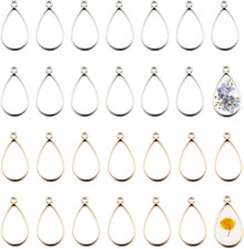 100PCS Open Bezel Pendants, Resin Craft Bezels, Alloy Hollow Frame, Bezel Connec
