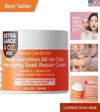 Large 4oz Snail Mucin Cream - Korean Anti-Aging Moisturizer for Youthful Skin