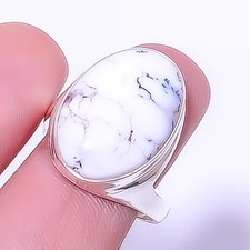 Dendritic Opal - Brazil 925 Sterling Silver Solitaire Ring 9.5 R7571-7