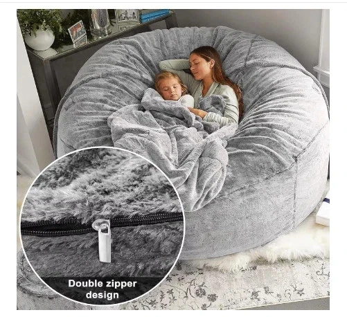 Bolsa de frijoles gigante de 6 pies cubierta de silla de piel sintética mullida tumbona sofá saco grande sin relleno Foto 3 de 4