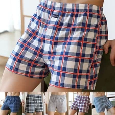 Underwear Boxer Casual Cotton Home Loose Plaid Short Underpant Brand New