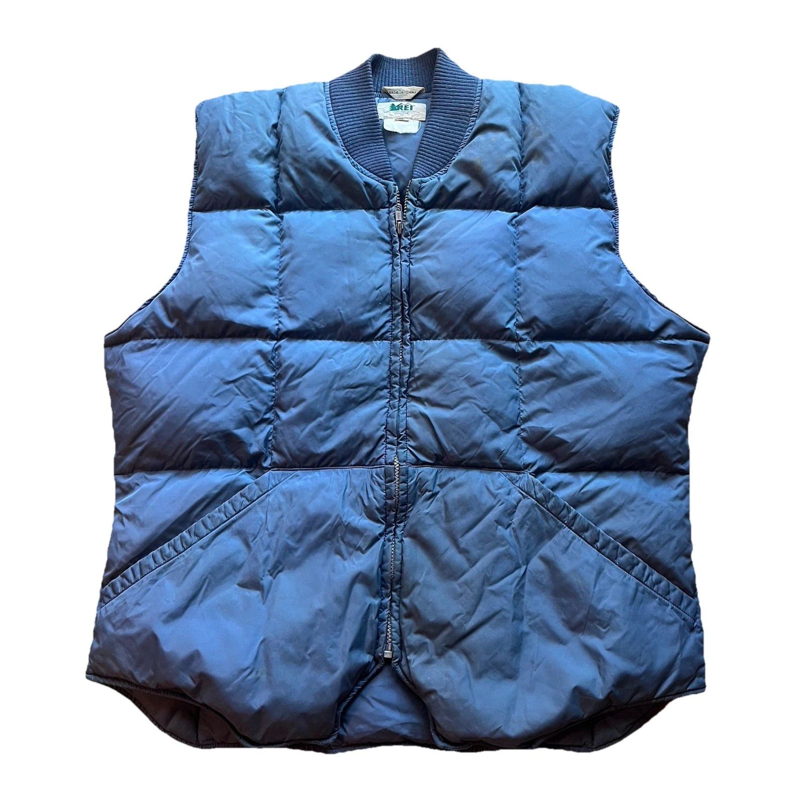 Vintage REI Goose Down Vest Men XL Blue Quilted Full Zip Gorpcore Outdoor