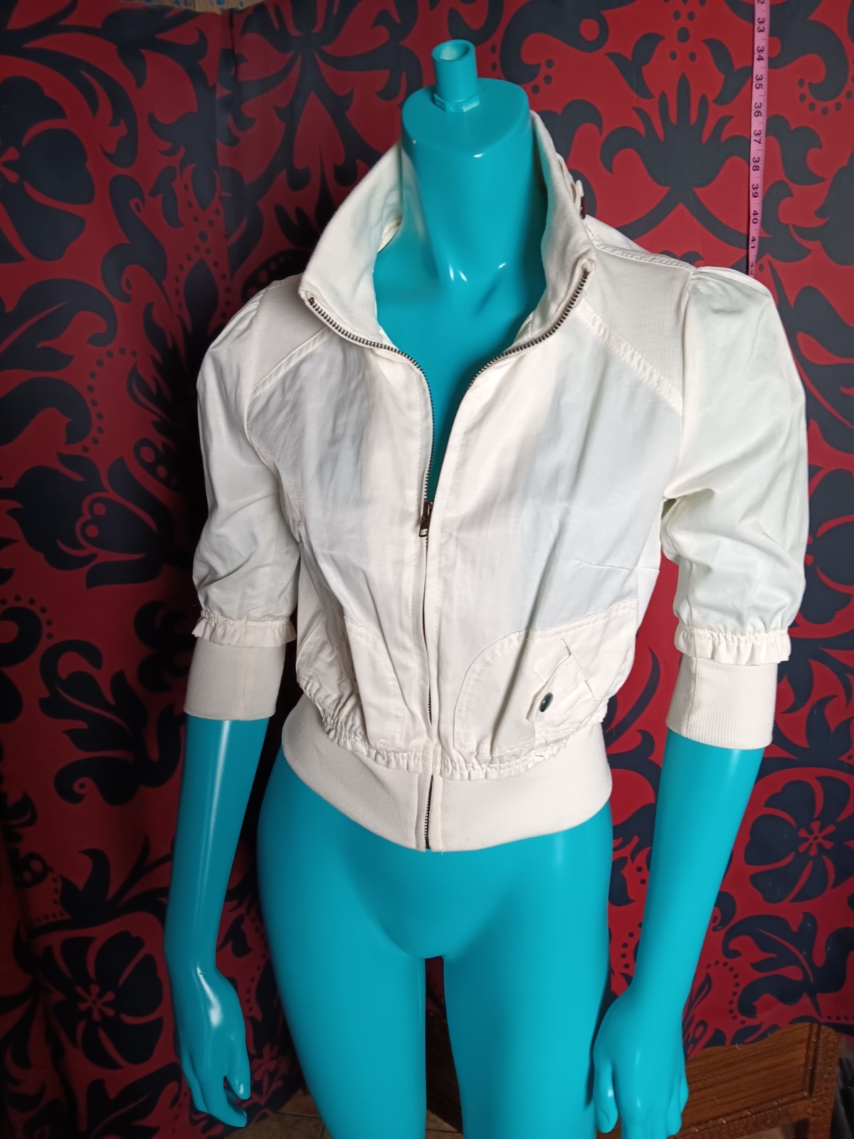 Vintage Active Basic White Jacket Sm 3/4 Sleeves … - image 2