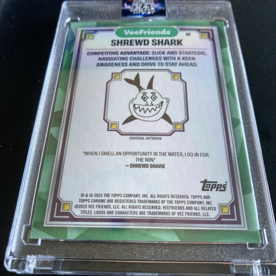 Topps Chrome VeeFriends Shrewd Shark Purple Refractor Card 7/20 - Image 2 of 2