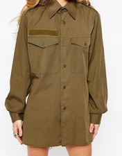 Vintage Austrian army fieldshirt shirt jacket olive khaki military womens smabut