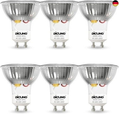 DiCUNO GU10 LED Neutralweiß 4,5W, Ersetzt 40W Halogenstrahler, 4000K, 460lm,