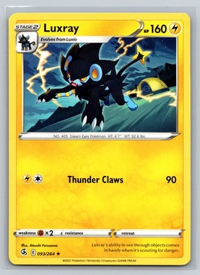 Luxray 093/264 Fusion Strike Electric-Type Stage 2 Gleam Eyes Pokemon TCG Card