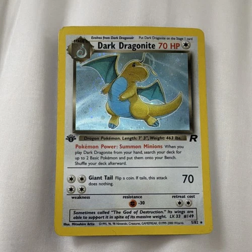 Pokémon Dark Dragonite Team Rocket Holo Rare 1st Edition 5/82 70 HP English