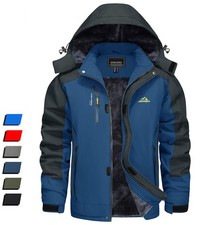 Men's Winter Coats Water Resistant Ski Snow Jacket Warm Fleece Parka Hoodie Coat