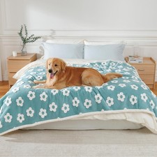 Luciphia Waterproof Dog Blanket for Large Dogs Cats Soft Reversible Fleece Blue