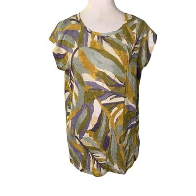 NWT Rachel Zoe Women s Small Tropics Abstract Palm Print 100% Linen Top