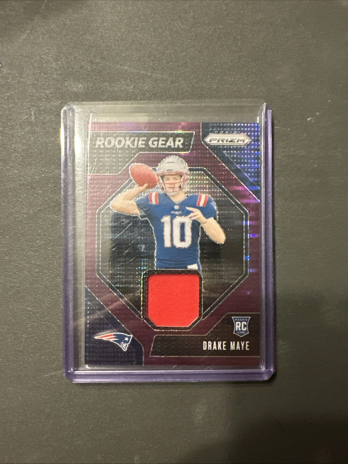 2024 Panini Prizm - Rookie Gear Drake Maye #RG-DME Purple Pulsar Prizm (MEM, RC)