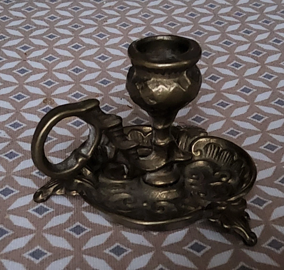 Ancien bougeoir 19ème laiton guilloché style empire | Selency
