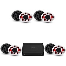Kicker Marine 4 Ch Amp   4 pair  6x9" LED KMXL Coaxial Speaker Audio Upgra...