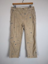 Anthropologie Pilcro The Roamer Embroidered Utility Pants in Khaki Boho Sz 30